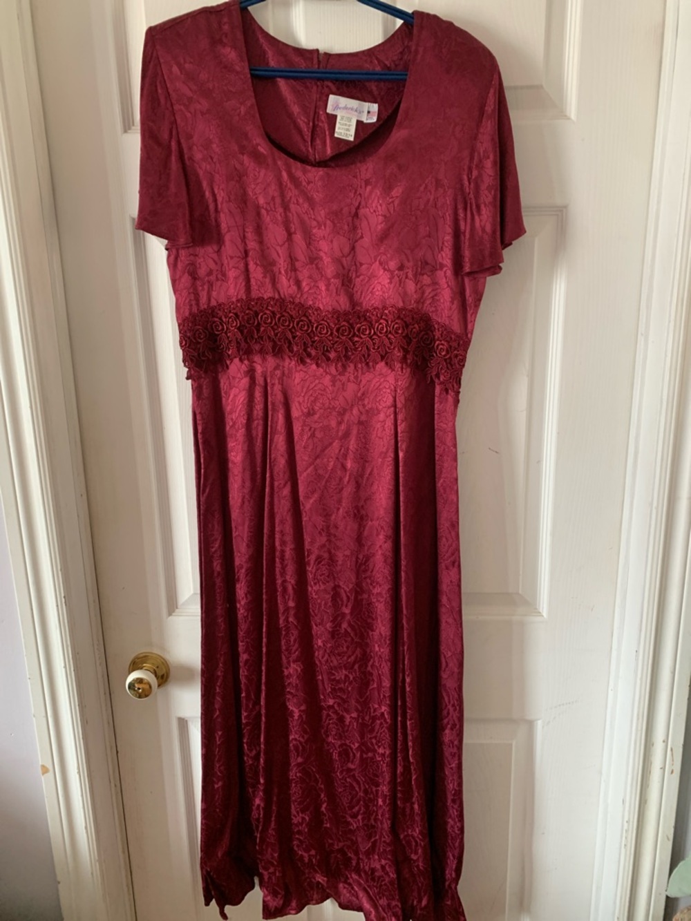 Frederick's of Hollywood Burgundy Floral-Texture Maxi Dress